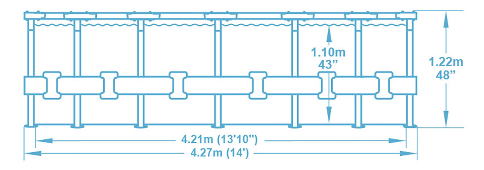 Dimensions Steel Pro Max 4,27 x h1,22m