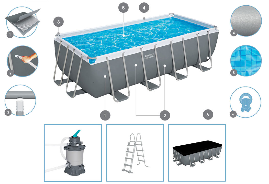 Equipements piscine Bestway Steel Pro Max 4,88 x 2,44 x h1,22m