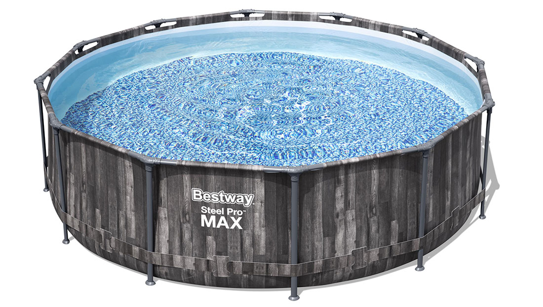 Piscine tubulaire Bestway ronde Steel Pro Max 3,66 x h1,00m décor bois