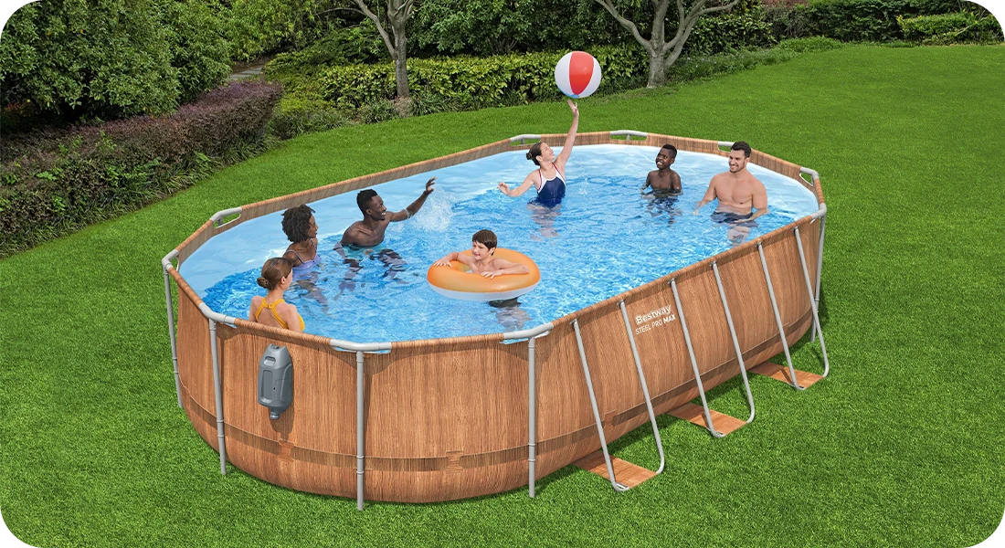 Piscine Bestway rectangle Steel Pro Max 6,10 x 3,66 x h1,22m avec buses hydromassantes Comfort Jet 