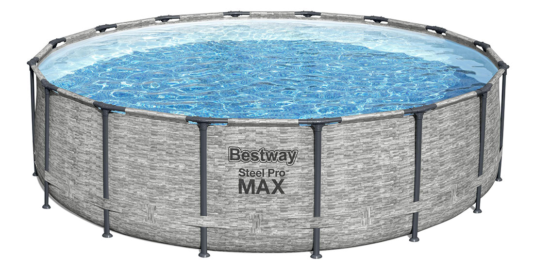 Piscine tubulaire Bestway ronde Steel Pro Max 4,88 x h1,22m décor pierre