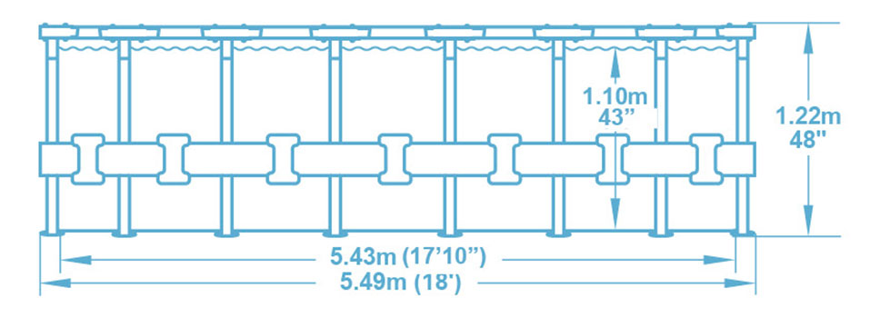 Dimensions Steel Pro Max 5,49 x h1,22m décor pierre