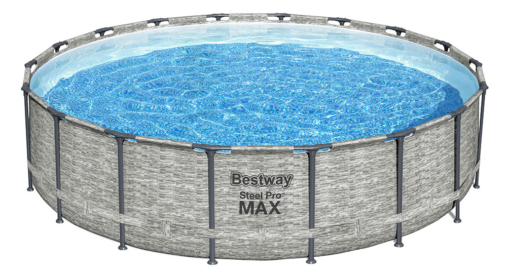 Piscine tubulaire Bestway ronde Steel Pro Max 5,49 x h1,22m décor pierre