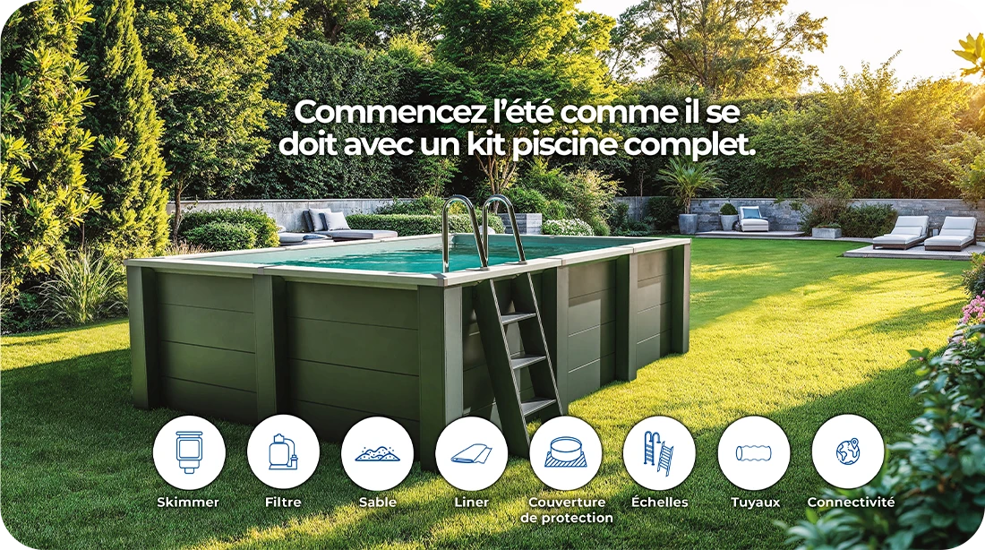Piscine bois composite Avant Garde Nova 4,55 x 3,15 x h1,26m avec ses accessoires inclus