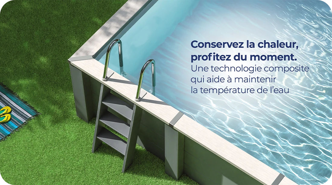 Piscine bois composite Avant Garde Nova 4,55 x 3,15 x h1,26m dans un jardin moderne