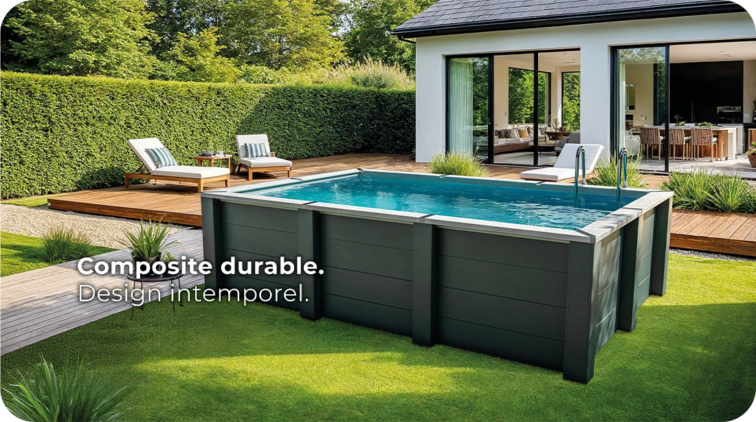 Piscine bois composite rectangulaire urbaine Avant Garde Nova 3,15 x 1,75 x h0,96m extra compacte et urbaine