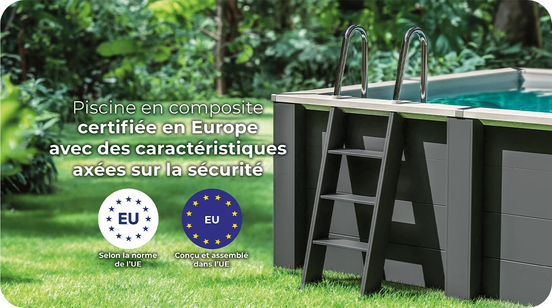 Piscine bois composite Avant Garde Nova 4,55 x 3,15 x h1,26m certifications européennes Gre