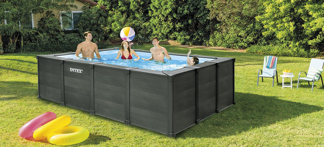 Piscine tubulaire Graphite Intex 4,00 x 3,00 x h1,24m rectangulaire