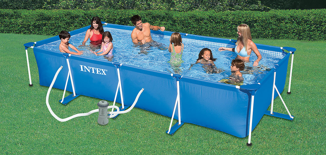 Piscine hors-sol tubulaire Intex METAL FRAME JUNIOR rectangulaire 220 x 150  x 60cm coloris bleu