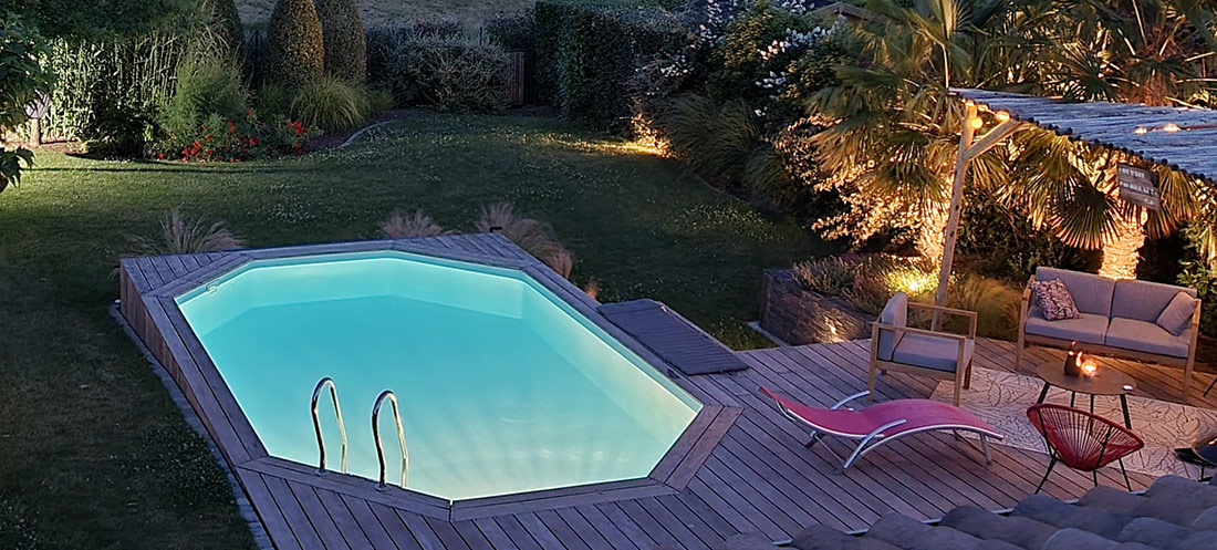 Vue en situation Piscine bois Sunbay Wasabi Jardimagine de fabrication française