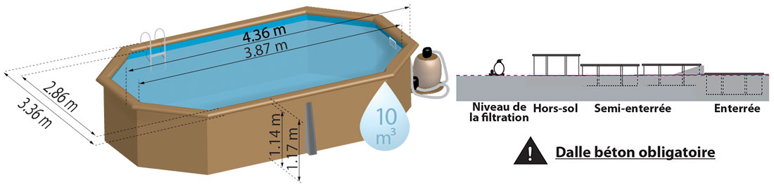 Piscine en bois Grenade 2 octogonale allongée