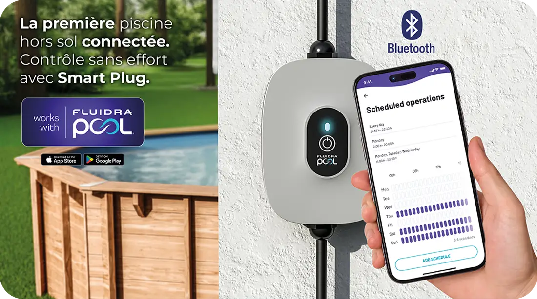 Sunbay piscine bois Smart Plug et son application Fluidra Pool