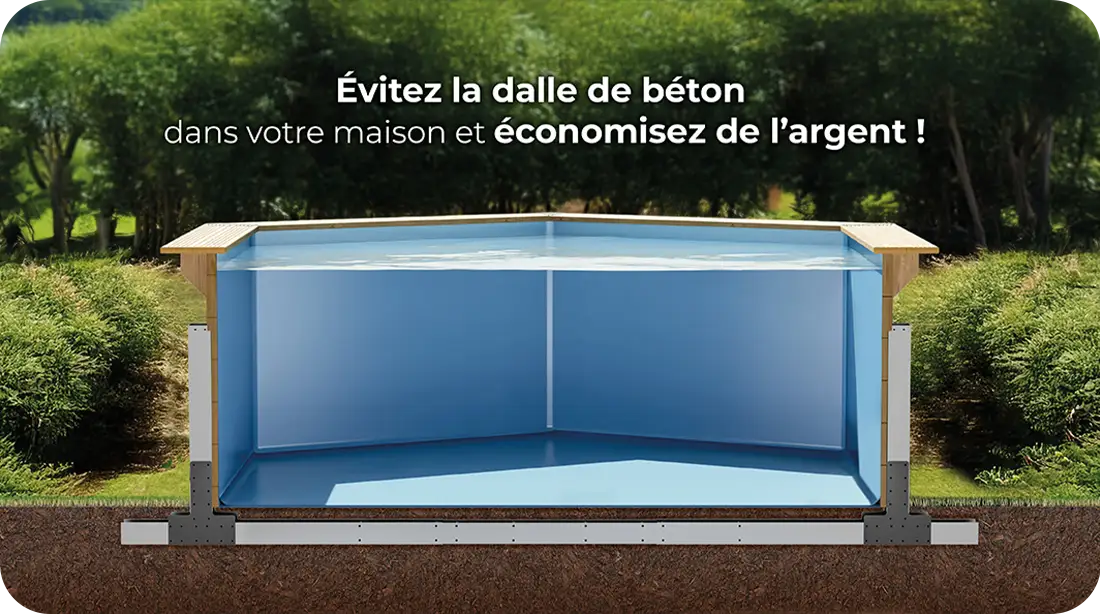 Piscine bois Sunbay Bambu II sans dalle de béton lors d'une installation hors-sol