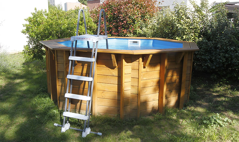 Piscine hors-sol, bois Sunwater beige UBBINK, octogonal x L.4.9 x l.3 x  H.1.2 m