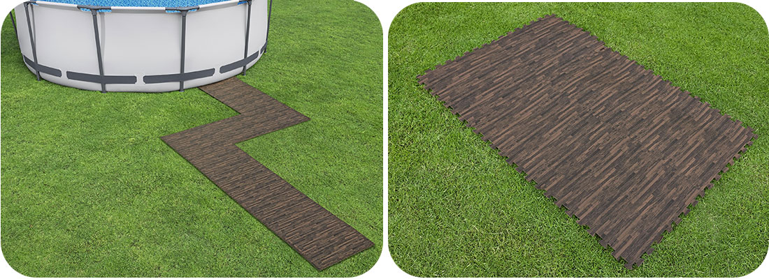 Dalle de protection de sol motif bois pour piscine ou spa Bestway