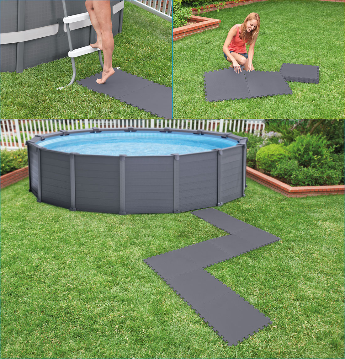 Intex Intex 29084 lot de 8 carreaux gris antidérapants pour emboîtement pour piscine 