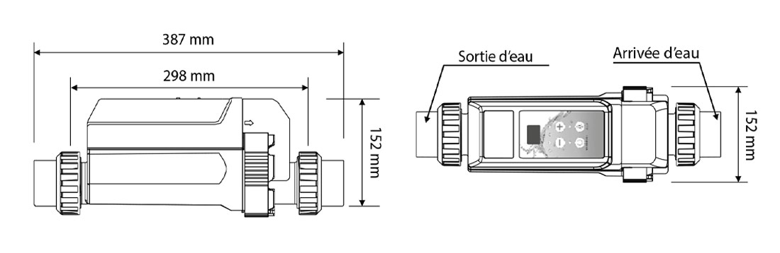 Dimensions de l'électrolyseur Jardimagine pour piscine jusqu'à 50m3