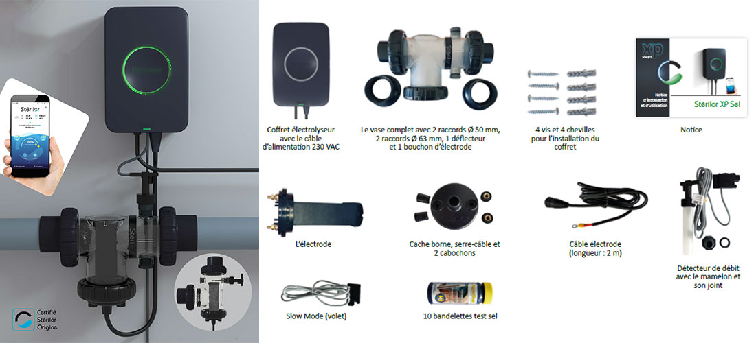 Composition de l'électrolyseur au sel XP Sel Sterilor