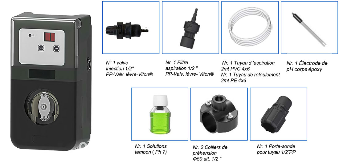 Accessoires régulation Crystal pH pour piscine