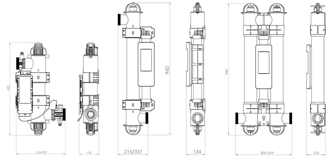 Dimensions traitement UV ProPool+ pour piscine